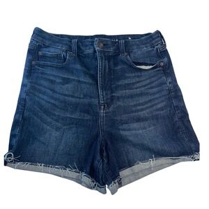 American Eagle Curvy Super Hi-Rise Shortie Dark Wash Denim Shorts Size 14